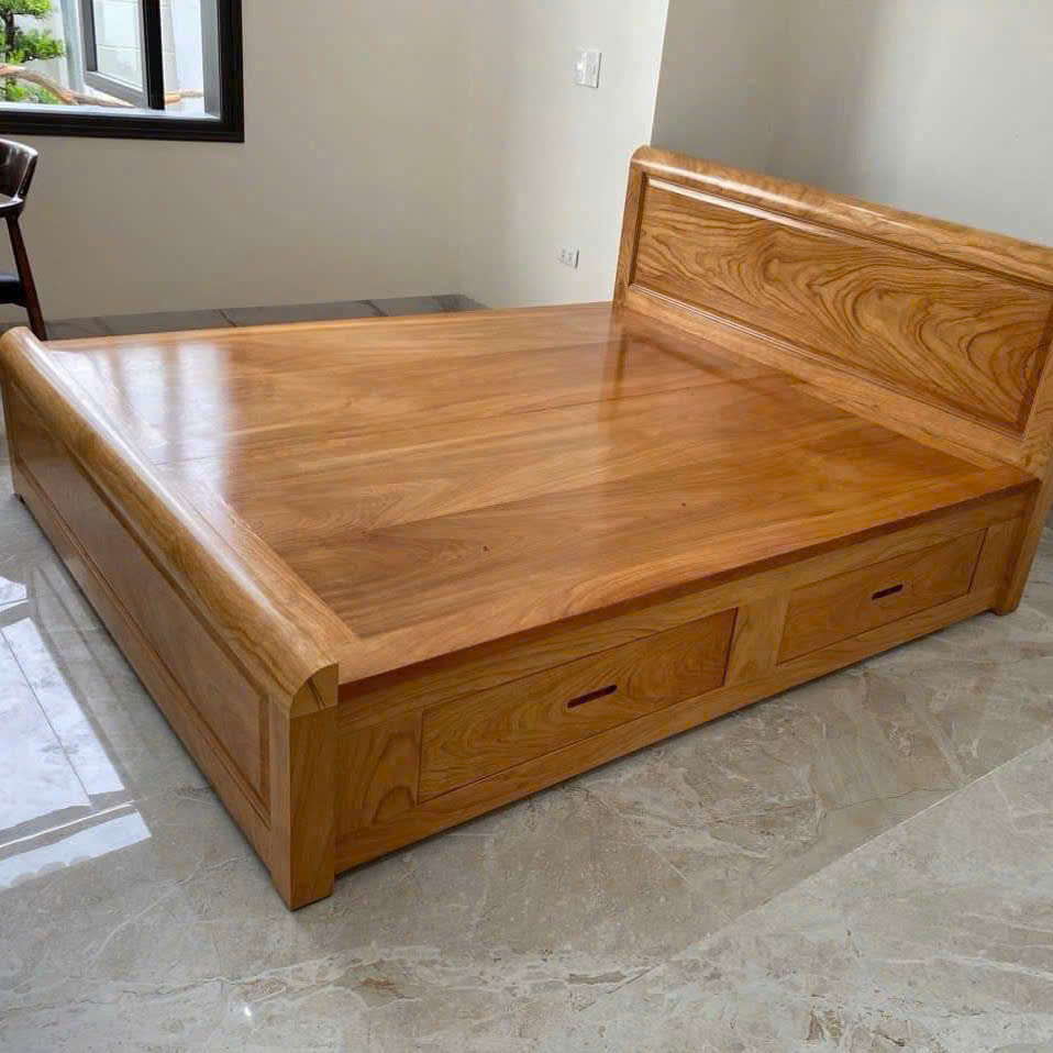 Giường Gỗ Gõ Đỏ Dát Phản Học Kéo